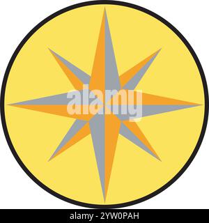 Compass Rose dans un cercle sur un fond transparent. Illustration de Vecteur