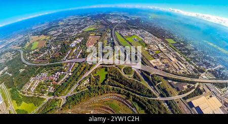 Vue aérienne, carrefour Springorum carrefour route fédérale B236 et Brackeler Straße, zone industrielle Unterste-Wilms-Straße, traitement des eaux usées Banque D'Images