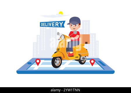 Livraison intelligente avec navigation numérique Illustration de Vecteur