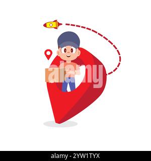 Garçon de livraison rapide et amical Illustration de Vecteur