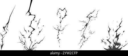 Illustration vectorielle de séquence de silhouettes de boulon de foudre. Illustration de Vecteur