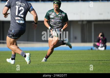 Kurt-Lee Arendse de DynaBoars lors de la Japan Rugby League One, amical de pré-saison entre Ricoh Black Rams Tokyo et Mitsubishi Sagamihara DynaBoars au Komazawa Olympic Park Athletic Field à Tokyo, Japon, le 7 décembre 2024. Crédit : FAR EAST PRESS/AFLO/Alamy Live News Banque D'Images