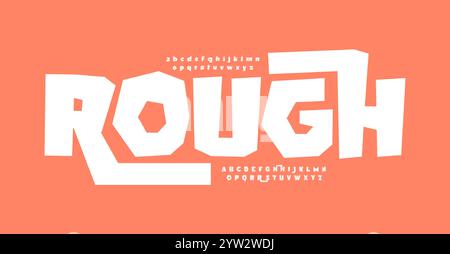 Alphabet brut sans serif audacieux, lettres artisanales inégales, police urbaine robuste pour une marque unique, typographie créative, design moderne brut. Vecteur Illustration de Vecteur