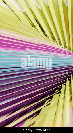 Fond vibrant abstrait avec des stries dynamiques de couleurs vertes, violettes et roses. Banque D'Images