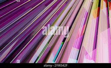 Image abstraite vibrante avec des lignes diagonales multicolores dynamiques et des formes géométriques créant une sensation de mouvement rapide. Banque D'Images
