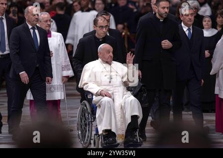 Cité du Vatican, Vatican, 07/12/2024, le pape François préside un consistoire pour la création de nouveaux cardinaux au Vatican. Maria Grazia Picciarella/Alamy Live News Banque D'Images