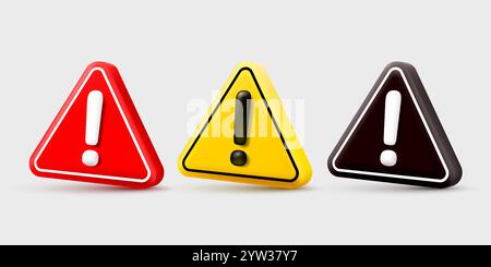 Signe d'avertissement, marque de message de problème, icône de danger 3d. Vecteur Illustration de Vecteur