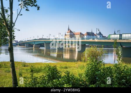 Rencontre entre les troupes russes et américaines sur l'Elbe 25 avril 1945, pont de l'Elbe, rivière Elbe, Torgau, Saxe, Allemagne, Europe Banque D'Images