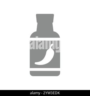 Icône vectorielle de sauce Chili. Symbole simple de bouteille de Chili. Illustration de Vecteur