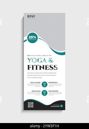 Conception de modèle de bannière de rouleau de stand de fitness de yoga Illustration de Vecteur