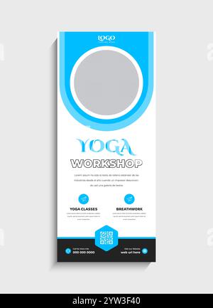 Conception de modèle de bannière de rouleau de stand de fitness de yoga Illustration de Vecteur