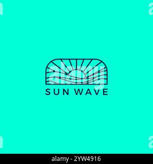 Vecteur de logo Sun et Wave. Design Sunset Line Illustration de Vecteur