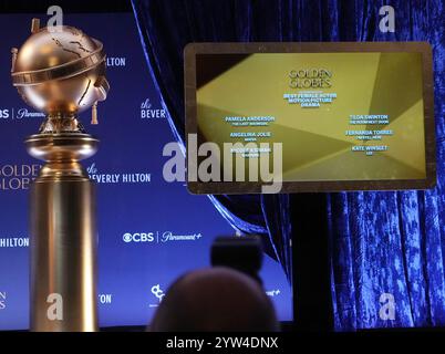 Los Angeles, États-Unis. 09th Dec, 2024. Nominations à la 82e annonce annuelle des nominations aux Golden Globes tenue au Beverly Hilton à Beverly Hills, CA lundi, ? 9 décembre 2024. (Photo de Sthanlee B. Mirador/Sipa USA) crédit : Sipa USA/Alamy Live News Banque D'Images