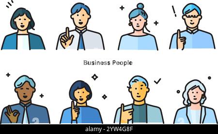 illustrations vectorielles d'icônes d'expression faciale des gens d'affaires Illustration de Vecteur
