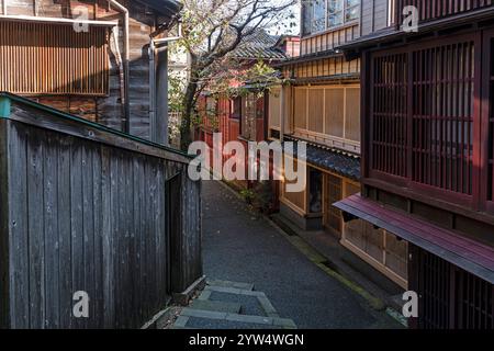 Maisons de ville dans un district traditionnel de Chaya à Kanazawa (Kanazawa/Japon) Banque D'Images