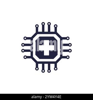 AI dans l'icône de soins de santé, pictogramme vectoriel Illustration de Vecteur