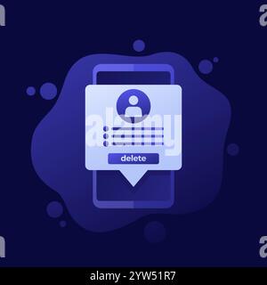 supprimer le profil, effacer la conception de vecteur de compte Illustration de Vecteur