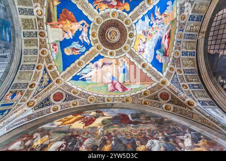 Rome, Italie, 22 juillet 2017, œuvre détaillée de Raphaël au Musée du Vatican, Rome, Italie. Banque D'Images