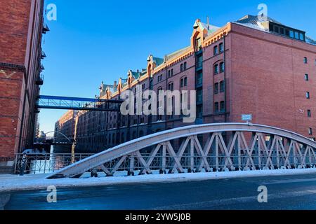 Le quartier des entrepôts de Speicherstadt. HafenCity, Hambourg, Allemagne. 9 janvier 2024. Banque D'Images