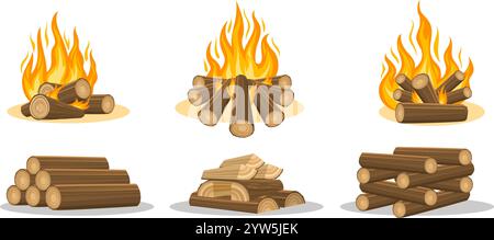 Bois de feu de joie coloré Illustration de Vecteur