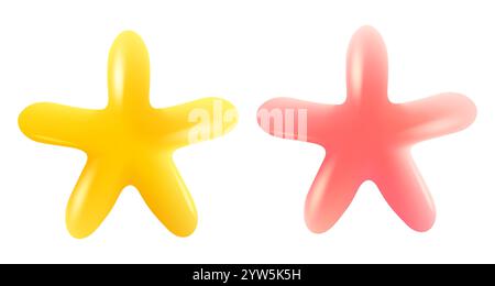 Icône vectorielle des étoiles jaunes et PNK dans un style 3D réaliste. Réalisations pour les jeux ou commentaires des clients sur le site Web. Illustration vectorielle des étoiles Illustration de Vecteur