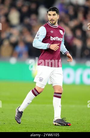 Carlos Soler de West Ham United lors du match de premier League au stade de Londres. Date de la photo : lundi 9 décembre 2024. Banque D'Images