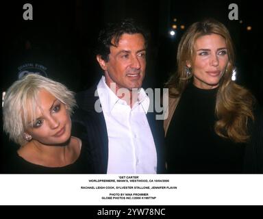 1er janvier 2011 - 'GET CARTER'. WORLDPREMIERE, MANN'S, WESTWOOD, CA 10/04/2000..RACHAEL LEIGH COOK, SYLVESTER STALLONE, JENNIFER FLAVIN. (Crédit image : © Nina Prommer/ZUMA Press Wire) USAGE ÉDITORIAL SEULEMENT! Non destiné à UN USAGE commercial ! Banque D'Images