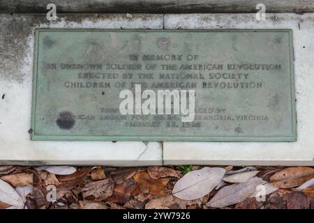 Tombe du soldat inconnu de la guerre d'indépendance, Alexandrie, Virginie, États-Unis. Banque D'Images