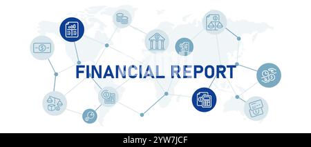 Icône de rapport financier définir activité finance gestion des données monétaires entreprise planification bancaire analyse de l'investissement conception de la collection Illustration de Vecteur