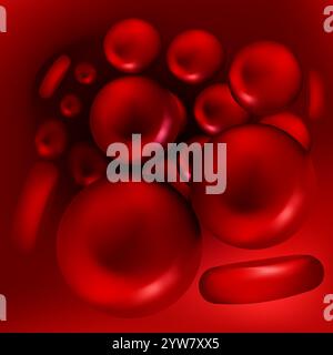 Érythrocytes rouges en mouvement dans une veine. Illustration de Vecteur
