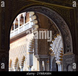 Hall des Ambassadeurs dans le Royal Alcázar de Séville Banque D'Images