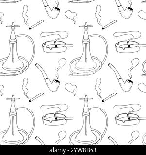 Pipe à fumée vectorielle et motif narguilé Illustration de Vecteur