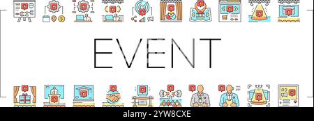 vecteur d'ensemble d'icônes d'affaires de partie d'agence d'événement Illustration de Vecteur