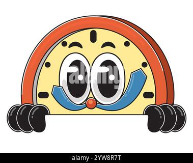 Cute Cartoon Clock avec une expression ludique - illustration de personnage de temps Illustration de Vecteur