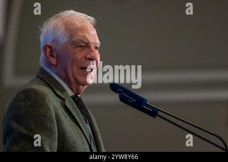 Madrid, Espagne. 10 décembre 2024. Petit déjeuner d'information organisé à Madrid par Fórum Europa, où Josep Borrell, Haut Représentant de l'Union pour les affaires étrangères et la politique de sécurité et Vice-Président de la Commission européenne (2019-2024) était le protagoniste. Crédit : D. Canales Carvajal/Alamy Live News Banque D'Images