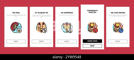 urologie prostatique urinaire rein onboarding icones set vector Illustration de Vecteur