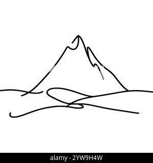 Montagnes linéaires, isolées sur fond blanc. Montagnes dessinées à la main noire. Illustration vectorielle Illustration de Vecteur