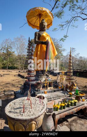 Sanctuaire à l'intérieur des ruines du site hindou khmer de Wat Phou, Muang, près de Paksé, province de Champasak, Laos; Asie du Sud-est Banque D'Images