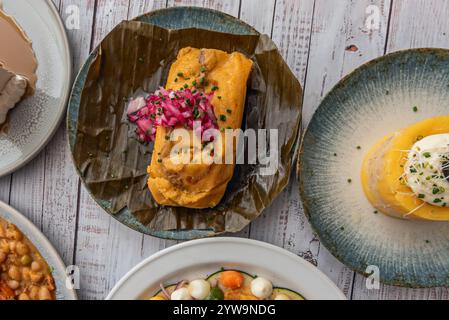 Le Mexique a contribué aux produits mondiaux sans lesquels il serait impossible de comprendre la gastronomie mondiale. Parmi eux, le maïs, les haricots, le Chili, et Aavo Banque D'Images