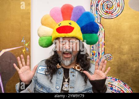 Londres, Royaume-Uni. 10 décembre 2024. 10/12/2024. Londres, Royaume-Uni L'artiste japonais Takashi Murakami assiste à sa nouvelle exposition intitulée Japanese Art History à la Takashi Murakami, exposée à la galerie Gagosian Grosvenor Hill. Crédit photo : Ray Tang/Alamy Live News Banque D'Images