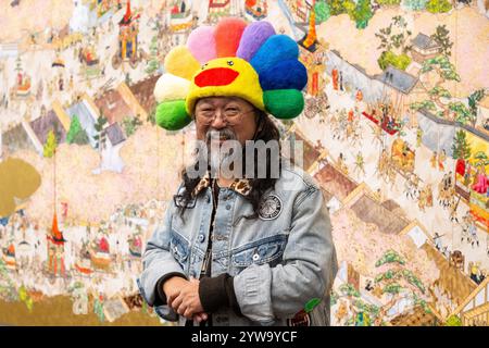 Londres, Royaume-Uni. 10 décembre 2024. 10/12/2024. Londres, Royaume-Uni L'artiste japonais Takashi Murakami assiste à sa nouvelle exposition intitulée Japanese Art History à la Takashi Murakami, exposée à la galerie Gagosian Grosvenor Hill. Crédit photo : Ray Tang/Alamy Live News Banque D'Images