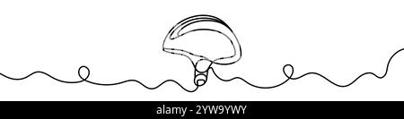 Une illustration en ligne continue d'un casque de cycliste, isolé sur fond blanc. Dessin au trait d'un casque de vélo Illustration de Vecteur