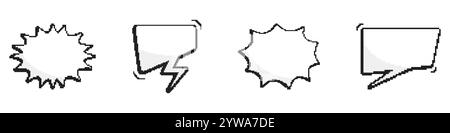 Icônes de bulles de dialogue pixelisées. Icône bulles de discours rétro définie dans Pixel Art. Vieux design nostalgique. Illustration vectorielle isolée Illustration de Vecteur