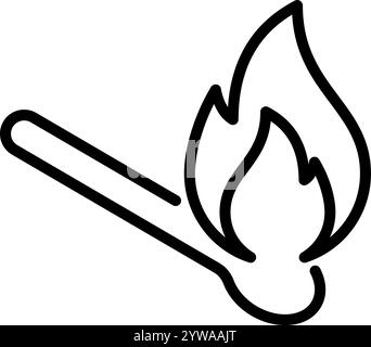 Icône de ligne de correspondance de gravure. Signe vectoriel de contour de feu. Pictogramme de style linéaire flamme. Symbole, illustration du logo. Contour modifiable Illustration de Vecteur