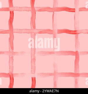 Aquarelle modèle sans couture de motif à carreaux rose avec des dégradés lumineux sur fond rose Banque D'Images
