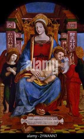 Vierge et enfant accompagné par des anges 1512 par Francesco de Tatti Varese 1470/1480-1532 Italien, Italie, France, Musée des Beaux-Arts, Banque D'Images