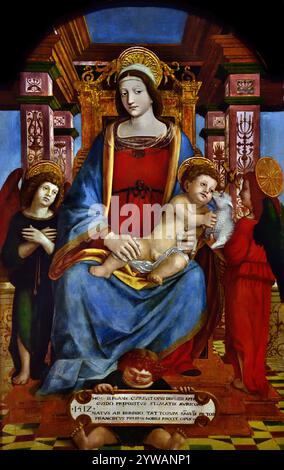 Vierge et enfant accompagné par des anges 1512 par Francesco de Tatti Varese 1470/1480-1532 Italien, Italie, France, Musée des Beaux-Arts, Banque D'Images