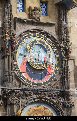 Horloge astronomique, vieil hôtel de ville, Prague, Tchéquie, République tchèque. Banque D'Images