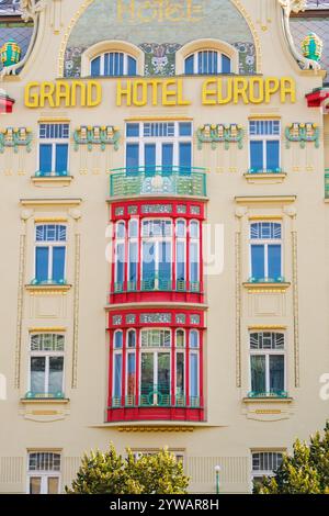 Grans Hotel Europa, Art Nouveau architecture, Prague, République tchèque, Tchéquie. Banque D'Images