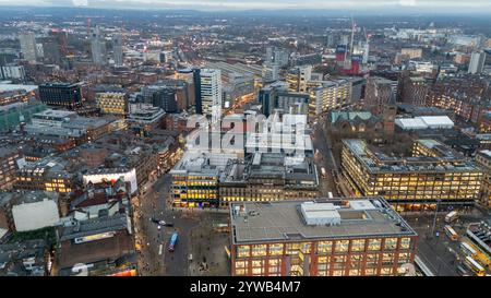 Vue aérienne du centre-ville de Manchester Banque D'Images